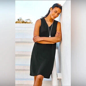J. Jill Size Small Petite Dress Black Sleeveless V-Neck A-Line Stretch Comfort
